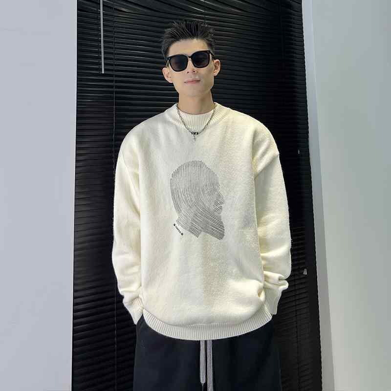 メンズ 服 シンプル ファッション オシャレ 大人 かっこいい 大きいサイズ ストリート 紳士服 秋　冬 ラウンドネック セーター プリント アメリカン カジュアル