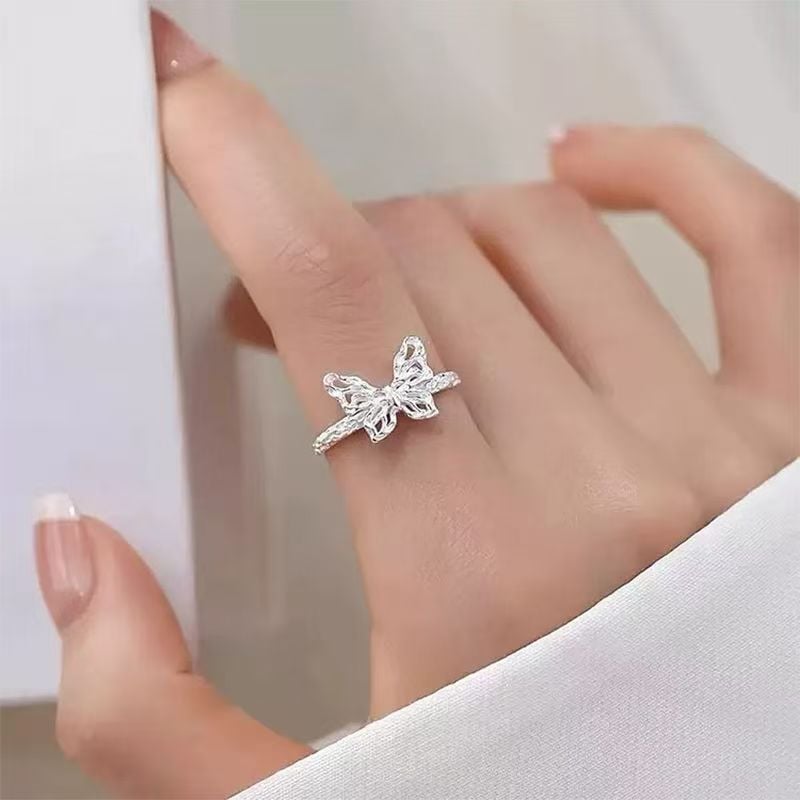 【1点ご購入 で10点プレゼントいたします】溶岩蝶リング女性の小さな新鮮な人差し指リングシンプルなのバレンタインデー Diy りギフト