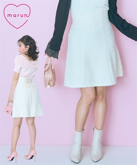 ミニスカート 大きいサイズ ツイード調ショート丈スカート marun