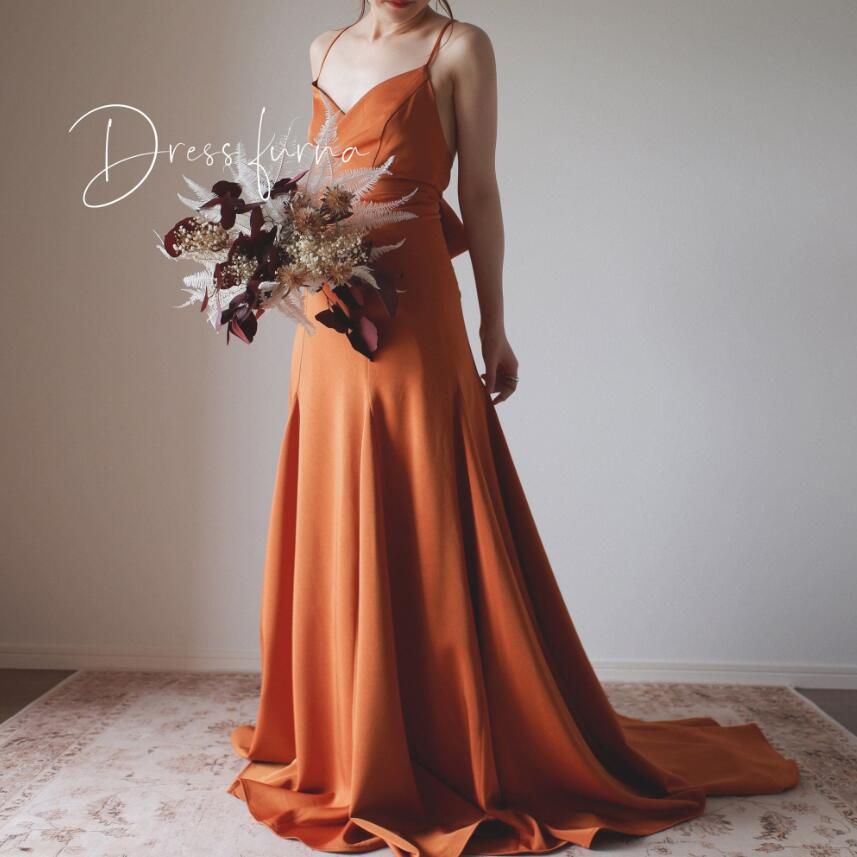 【オーダーメイド可】ノースリーブカラー二次会前撮り後撮りドレスエンパイアラインスレンダーロングトレーンワンピース白ホワイトキャミ花嫁ウエディング海外挙式ビーチ結婚式お呼ばれ演奏会ピアノ発表会パーティー