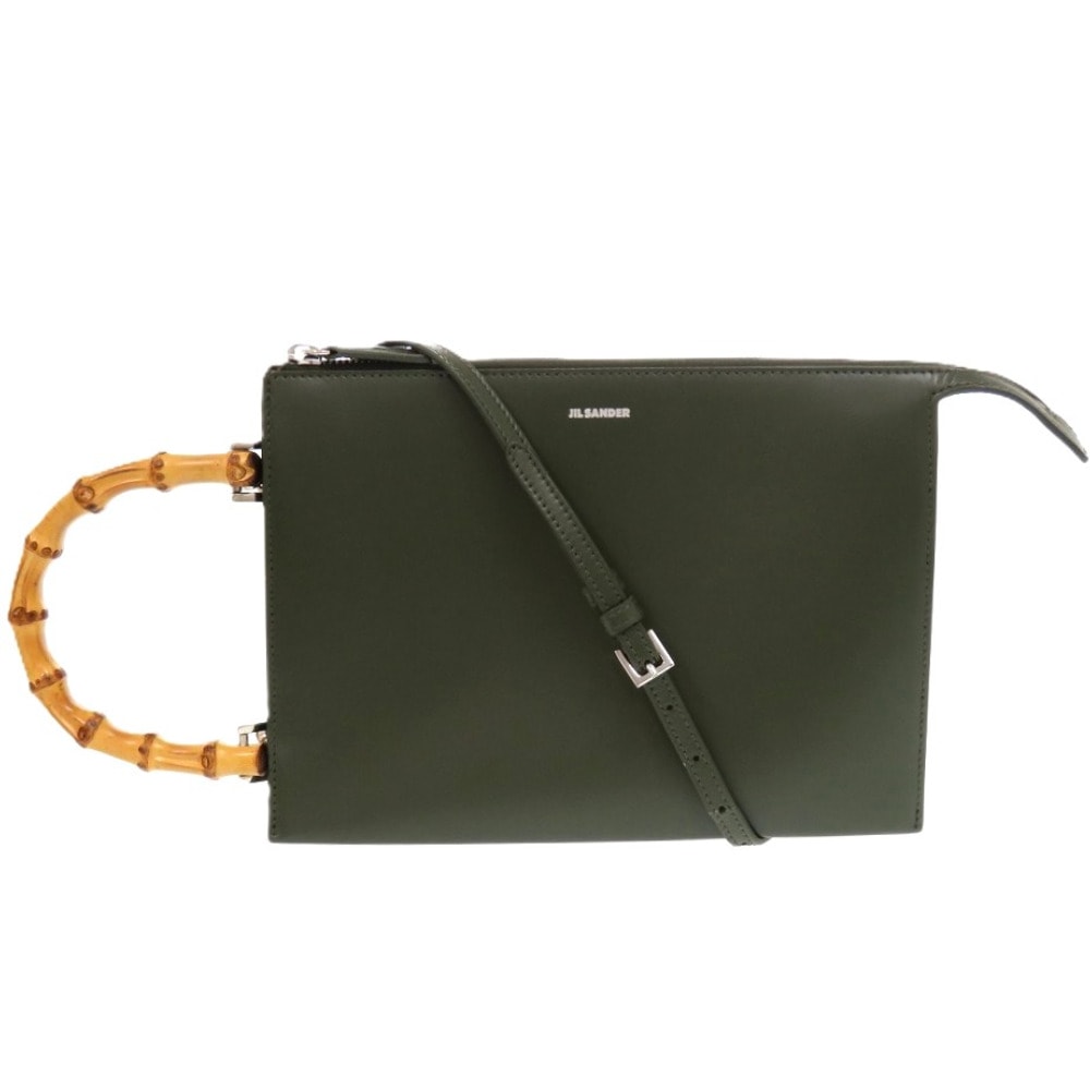 新品同様 トゥーティ― TOOTIE バンブーハンドル 2WAY クラッチバッグ レザー/バンブー カーキ 1400【中古】 レディース