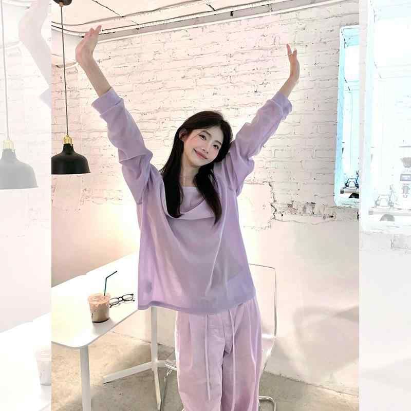 .再入荷なし！数量限定アイスシルク 可愛い プルオーバー 薄手 シャツ シャツ シャツ トップス レディース 上品 夏 日焼け防止 ニット T キレイ 長袖 紫色