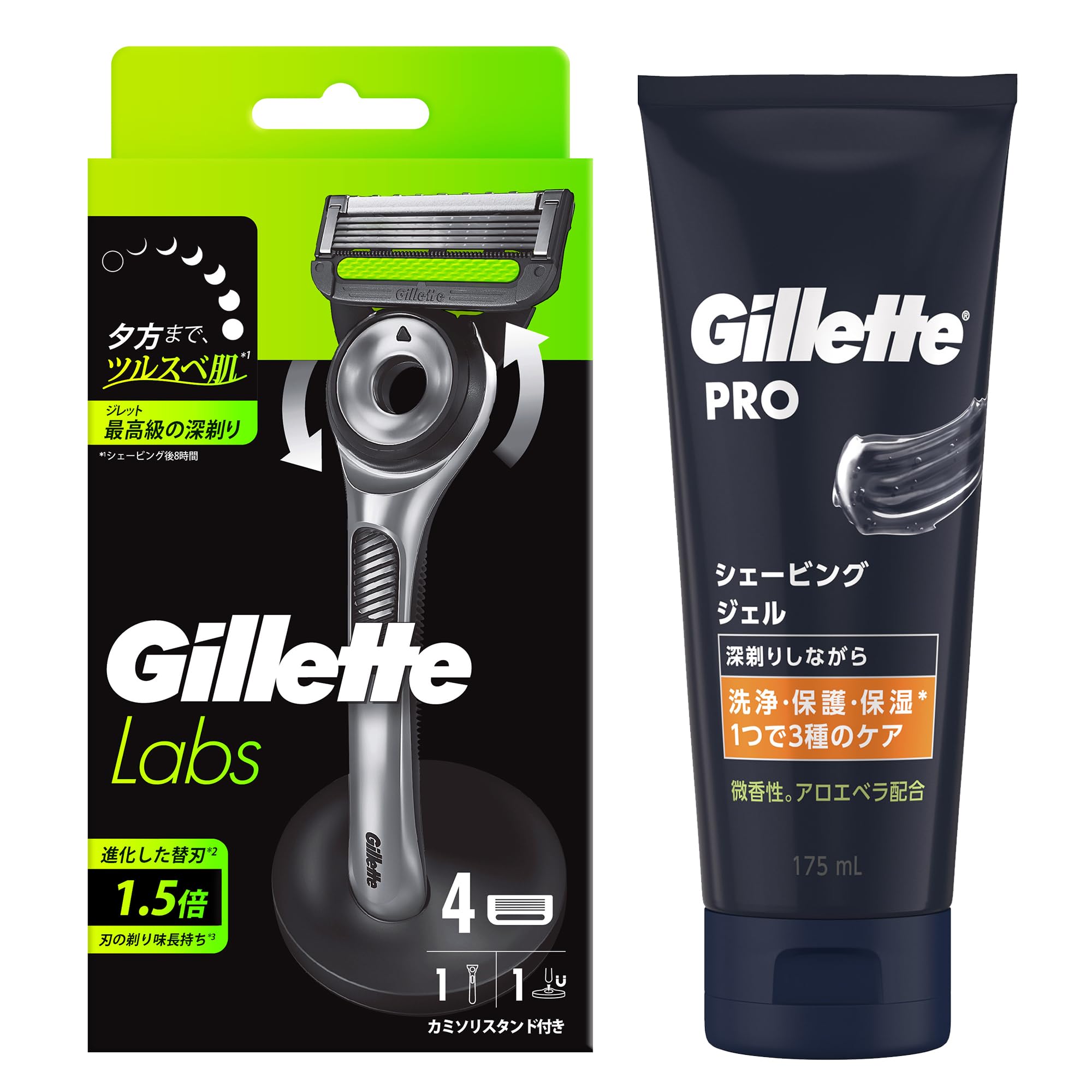 Gillette ジレット 髭剃り 替刃 4個 スタンド付 ジェル付 カミソリ 剃刀 メンズ 深剃り ラボ 【Amazon.co.jp】
