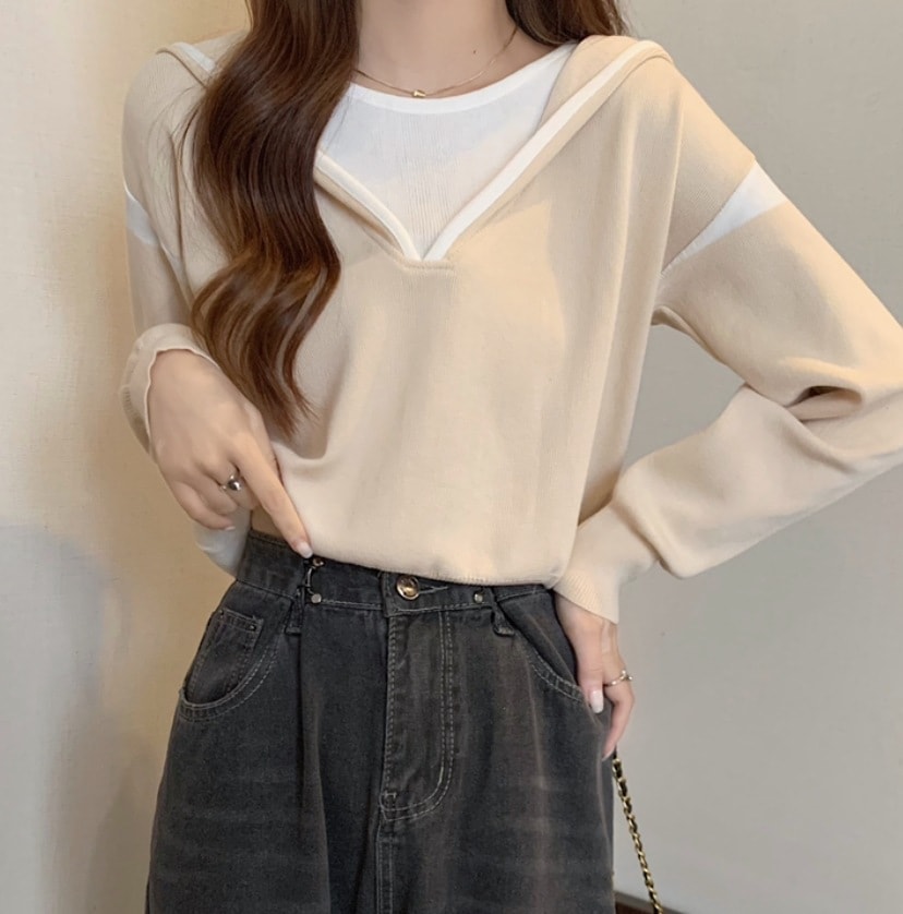 トップス デート モテアイテム プルオーバー パーカー 長袖 Vネック フード付き 可愛い きれいめ 上品 おしゃれ かっこいい 可愛い ラブリー キュート ガーリー クール モード系