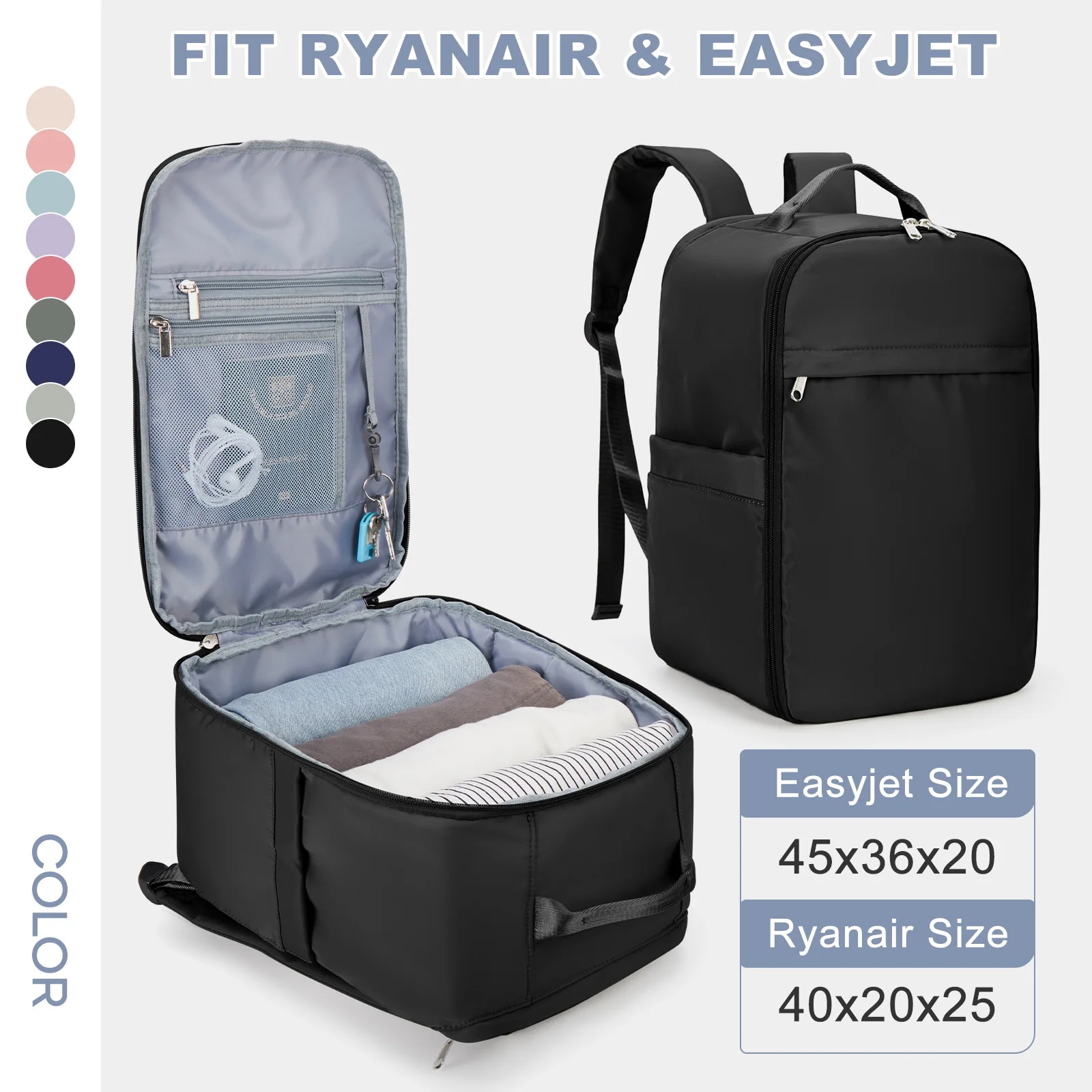 Ryanair-女性と男性のためのキャビンバッグハンドラゲッジトラベルバックパックリージェットキャビンバッグラップトップバックパック45x36x2040x20x25