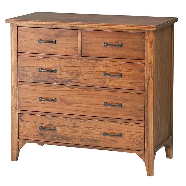 天然木チェスト/リビング収納棚 4段 幅80cm 取っ手付き アンティーク調 ティンバー PM-307