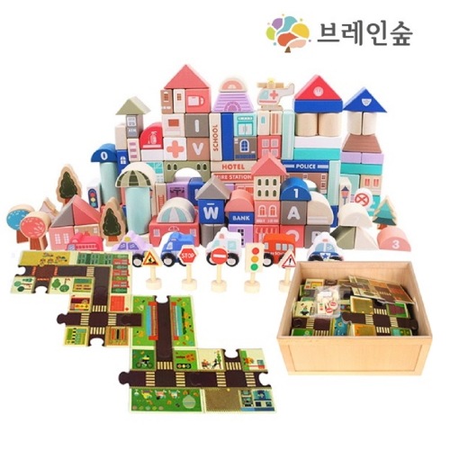 ブレインフォレスト5-7人機関向け都市ブロック パズル 活用教材 プレミアムボックス幼稚園児童家学院教習教区