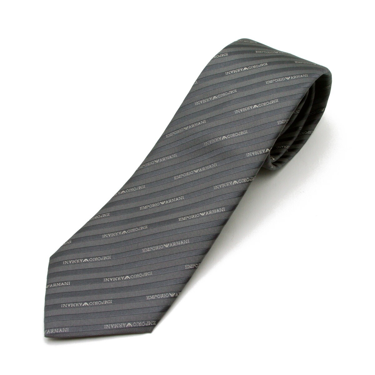 EA エンポリオ アルマーニ メンズ ストライプ ロゴ柄 ネクタイ GREY (グレー) 340182 2R605 00141
