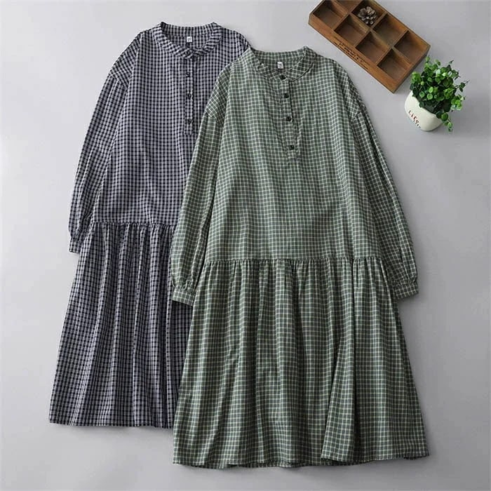 【20点セット】無料シャツワンピース 春 ギンガムチェック ワンピース レディース 長袖 シャツワンピース チェック柄 バンドカラーシャツワンピース スタンダードカラー ミモレ丈 ゆったり ロング ワ