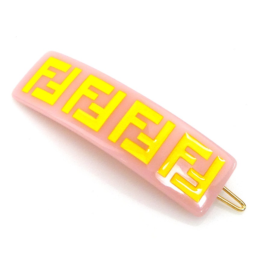 フェンディ FENDI バレッタ ヘアピン アクリル ピンク×イエロー キッズ h31846a