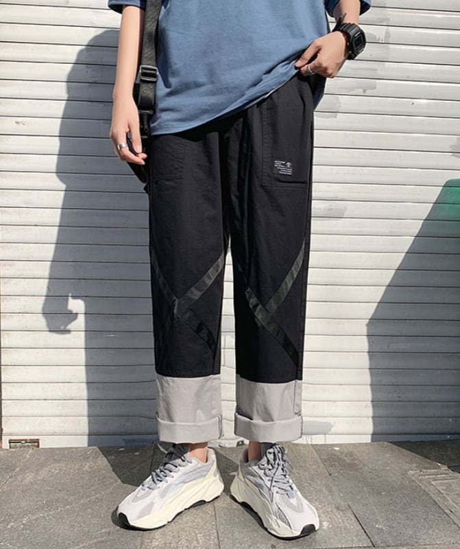 ボトムス パンツ ズボン ワイドパンツ ストレートパンツ 9分丈 アンクル丈 ゆる カジュアル おしゃれ お洒落 個性的 リラックス 柄 春 夏 秋 冬 オールシーズン シーズンレス 10代