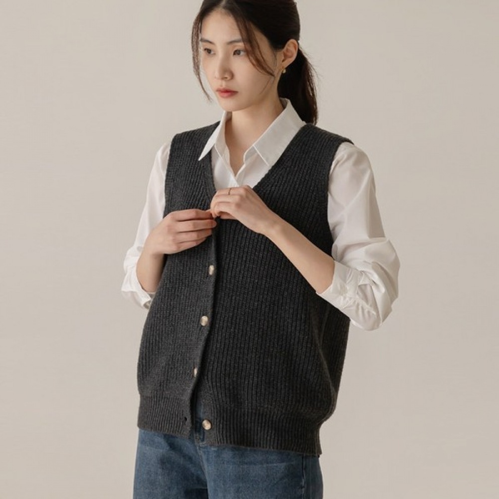 (Elysia) ルフィVボタンニットベスト