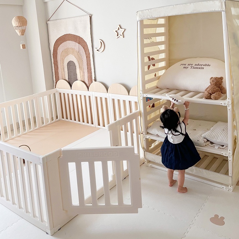 ベビーサークル 変形可能 収納棚へ変身可能 扉付き ベビーゲート ベビーフェンス プレイヤード 簡単組立 柵 キッズ da