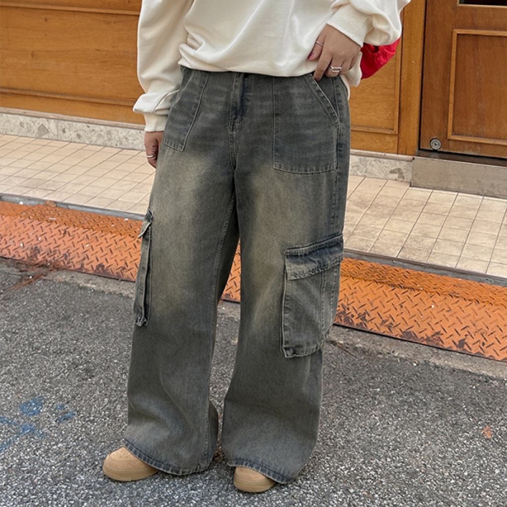 (JSTYLEのイーブレット) イーブレットニュートレーンセミブーツカットカーゴデニムパンツ JSTYLE