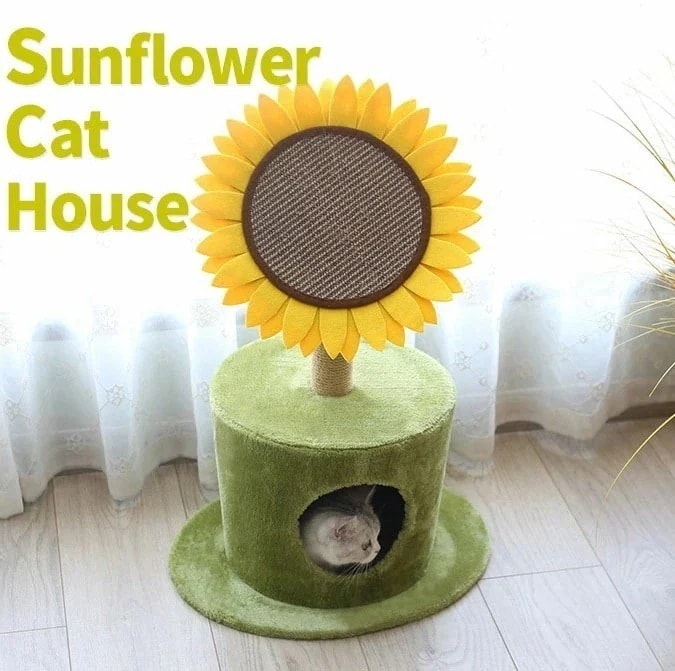 キャットタワー ヒマワリ ひまわり 太陽花 向日葵 爪とぎポール 猫 ねこ 麻縄 ペット用 おもちゃ おしゃれ 遊園地 house ホウスタイプ ベッド 爪とぎ ストレス発散 運動不足対策 猫用品 7