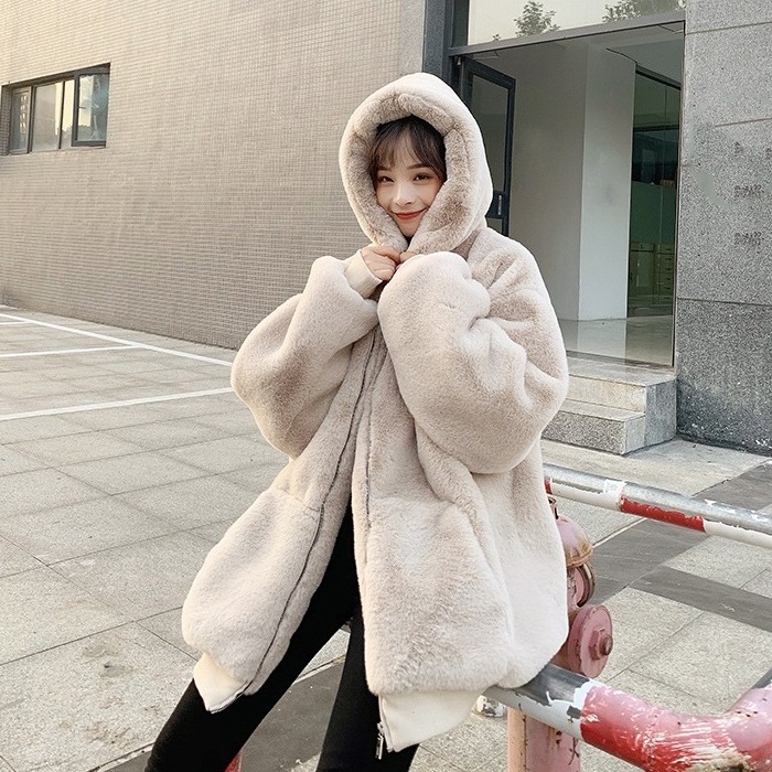 ふわもこ カンガルーポケット キルティング裏地付き ジップアップパーカー チュニック丈 フーディー