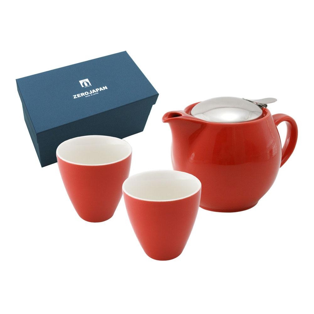 ZERO JAPAN ユニバーサルティーポット3人用+ティーカップトール×2 ZG-002 TO・トマト