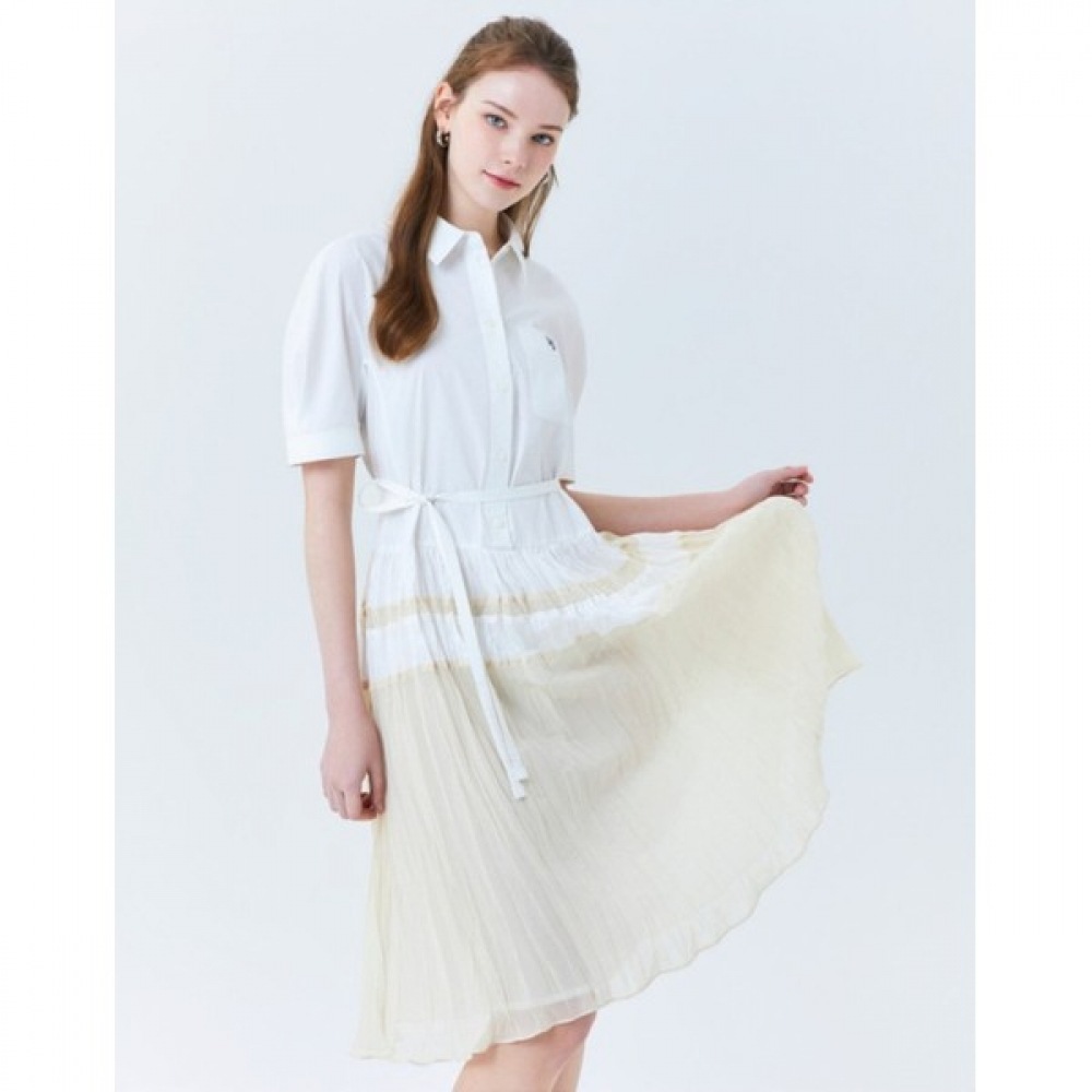 (ヘッジズレディース) 24SS ホワイトストラップコットンブレンドシャツドレス HSDR4B404WT