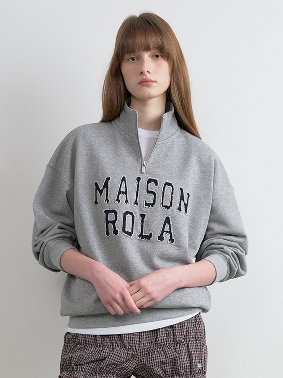 MAISON DE ROLA EMBROIDERY HALF ZIP-UP M/GRAY
