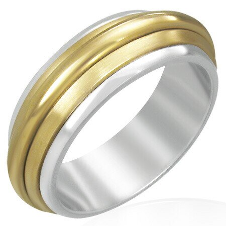 ナイフエッジスピナーリング（LRC216）指輪 23号 グルグル回る 回転 スピン ゴールド 金色 サージカルステンレス316L ユニーク 面白い 男性 女性 プレゼント r0220xxxxxxxx