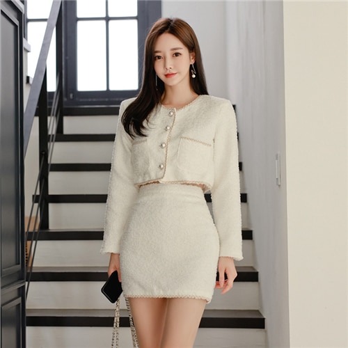 人気メーカー ブランド 大人かわいいセットアップトップススカートシンプル大きいサイズ韓国ファッシオフィスジャケ スカートスーツ Color ｍ Flaviogimenis Com Br