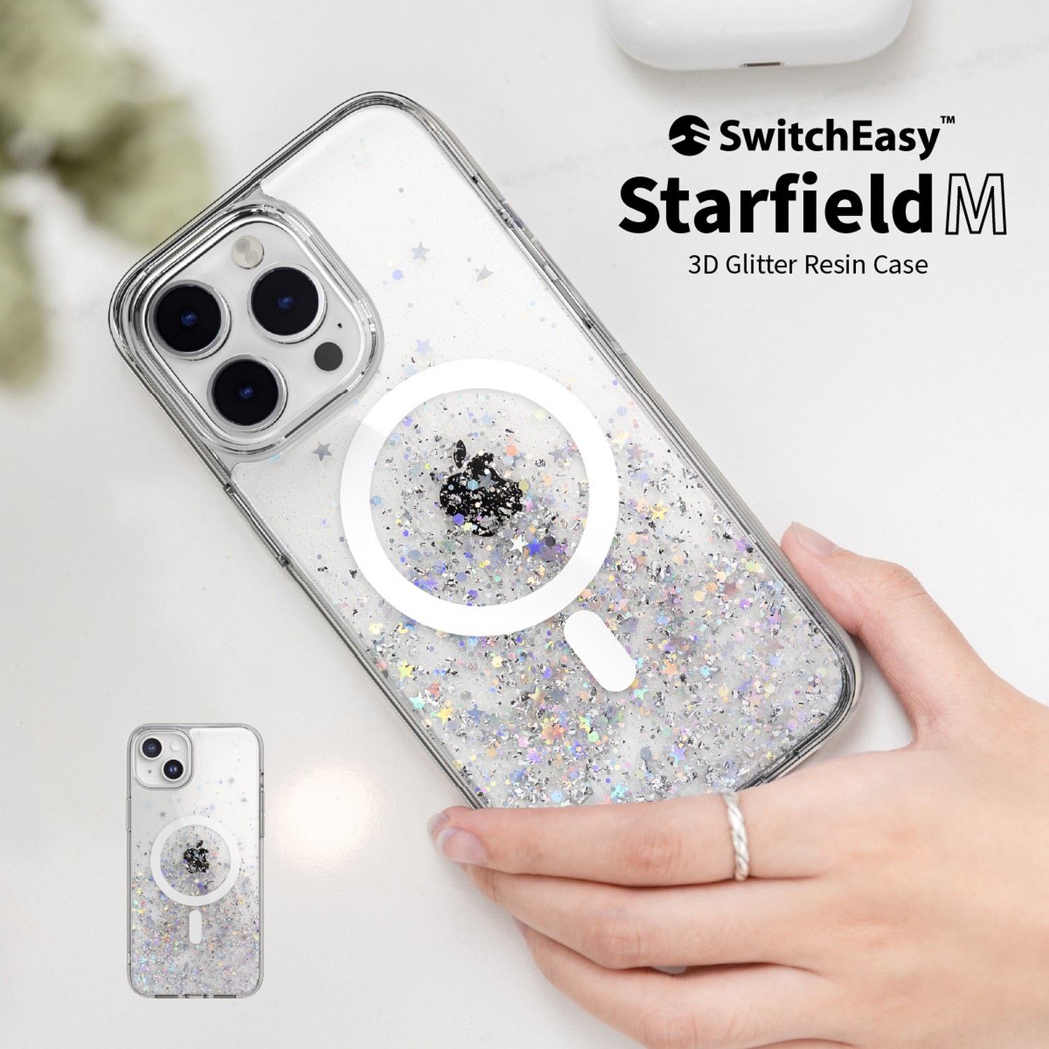 iPhone15Pro 対応 ケース Magsafe 対応 マグネット 付 / 耐衝撃 米軍 MIL規格 クリア キラキラ グリッター ラメ かわいい マグセーフ スマホケース Starfield M 4,603円