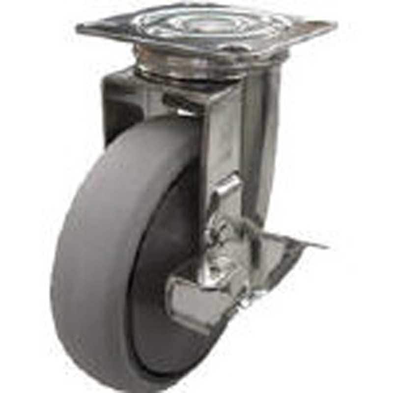 ユーエイキャスター　ステンレスキャスターシングルS付自在車 100径ナイロンホイルウレタン　SUSGUJ100S