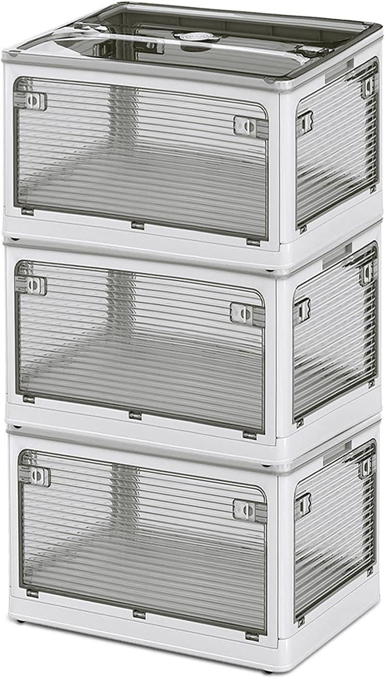 JPSunBloom 収納ボックス 折り畳み 積み重ね 蓋付き収納ボックス キャスター付き 全方向から取り出せる 大容量 三段ボックス 車用 収納ケース 衣類 布団 小物 おしゃれ コンテナ ボックス