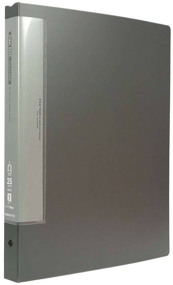 （まとめ買い）クリヤーブック ウェーブカット 替紙式 A4縦 25ポケット ダークグレー ラ-T730DM [x3]