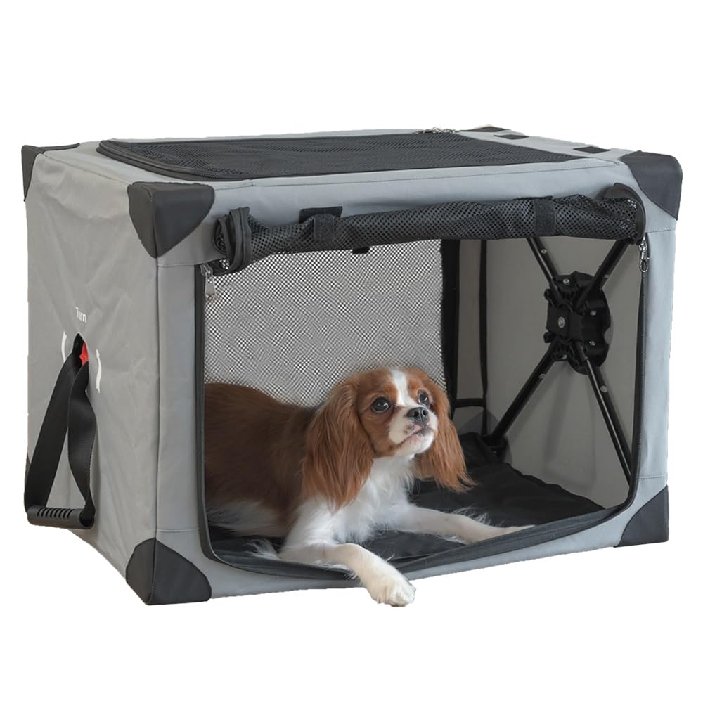 シンセーインターナショナル ペットキャリー 犬 猫 キャリー 折りたたみケージ ペットクレート Sサイズ グレー