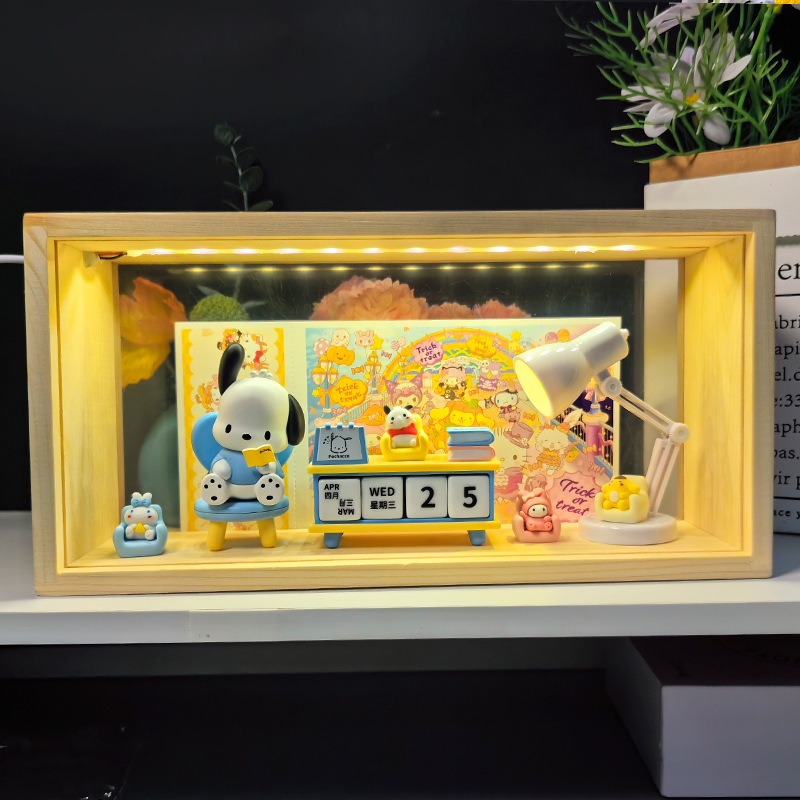 カレンダーパチャ犬クロメクリエイティブナイトライト男の子と女の子の親友ホリデーオーナメントフィギュア