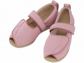 徳武産業 あゆみシューズ 介護靴 施設用 オープンマジックII 7E ピンク 両足Lサイズ 7010