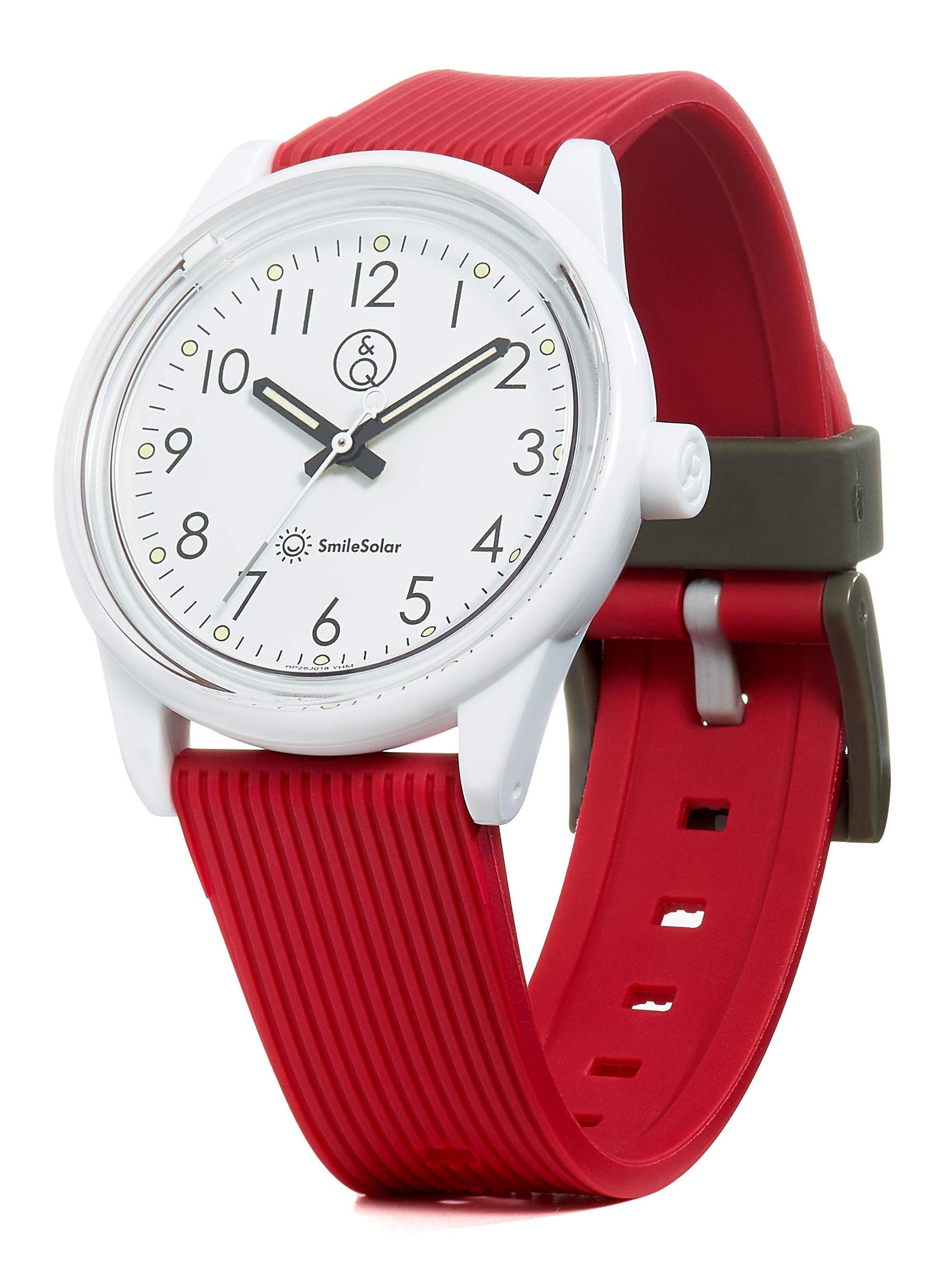 [キューアンドキュー スマイルソーラー] 腕時計 アナログ ソーラー 防水 ウレタンベルト RP26J018 レッド