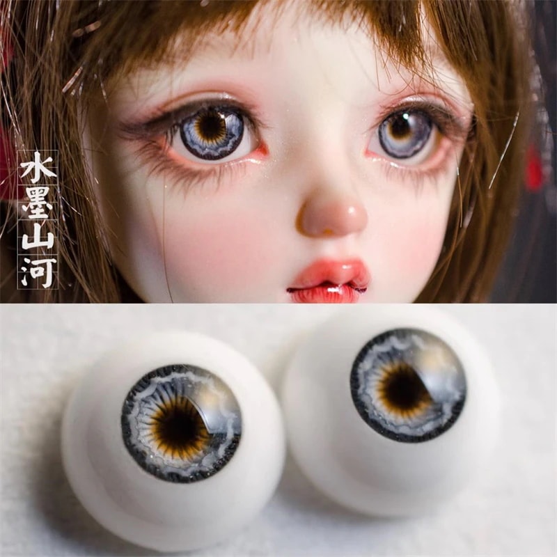 BJD ドール アイ 『水墨山河』 石膏アイ 三白眼 10mm/12mm/14mm/16mm/18mm/20mm/22mm/24mm SD/MSD/幼SD球体関節人形用アイ