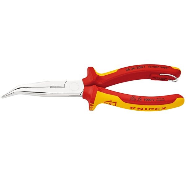 KNIPEX クニペックス 1000V絶縁先曲ラジオペンチ落下防止 全長200mm 2626-200T 工具 ツール DIY 作業工具