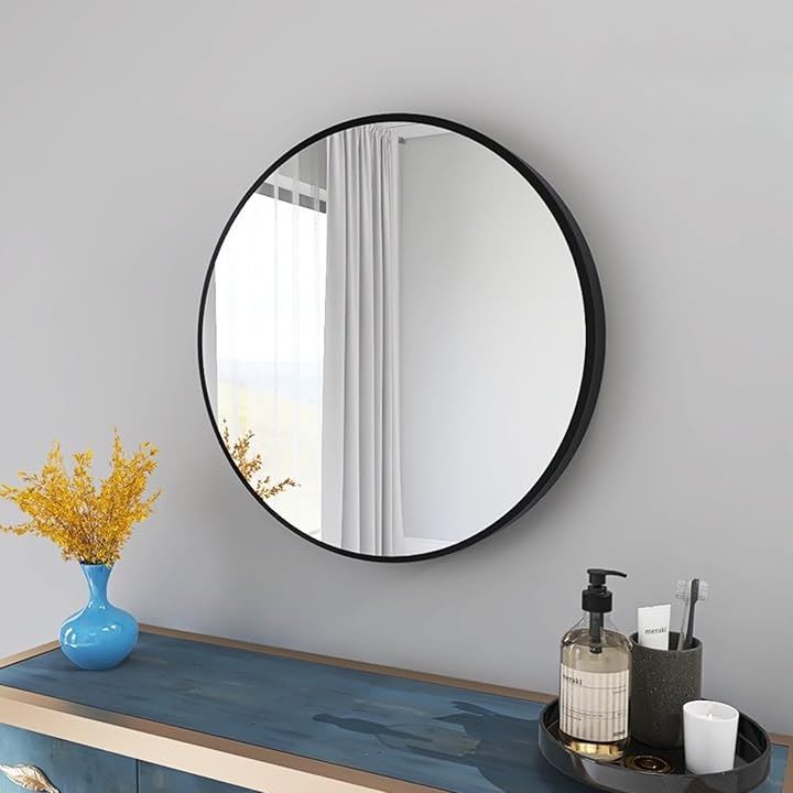 丸鏡 壁掛け 円形 ミラー 玄関 浴室 洗面所(ブラック, 長さ40 x 幅40 cm) 5,375円
