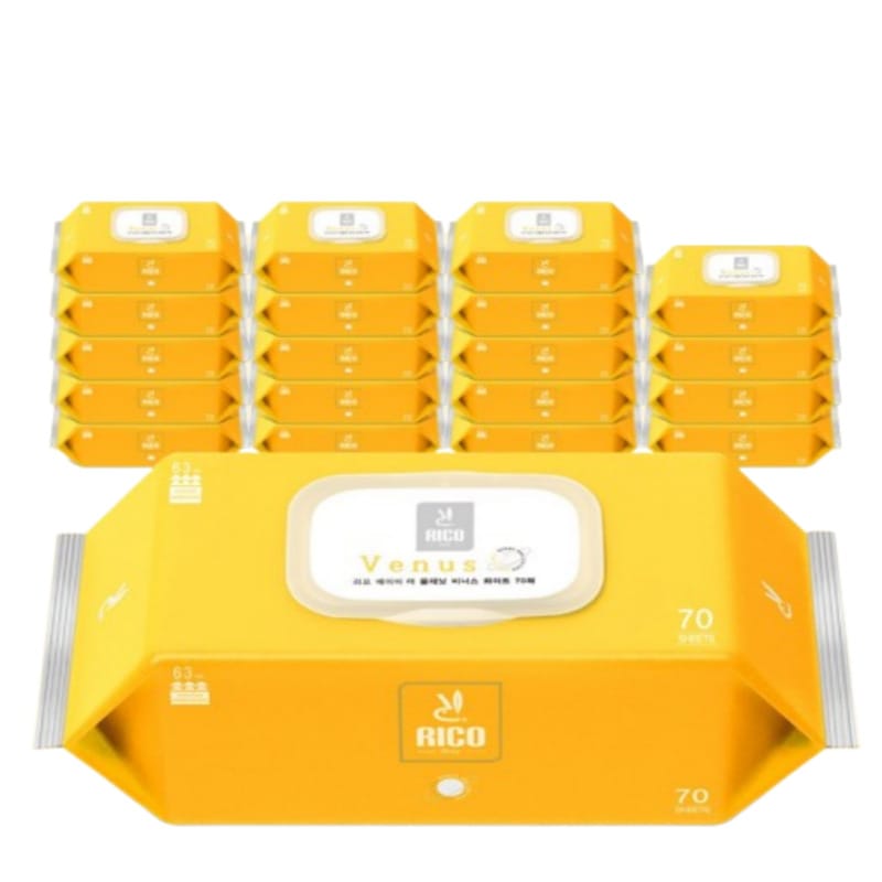 RICO ベビー 低刺激 ベビーウェットティッシュ ザプラネット ヴィーナス ホワイト 70枚 20パック（韓国産）