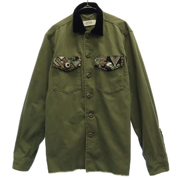 長袖 シャツジャケット XS カーキ メンズ 6,142円