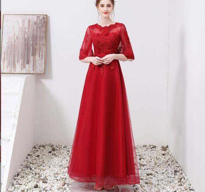 フォーマルレッドAラインドレス　ウェディング