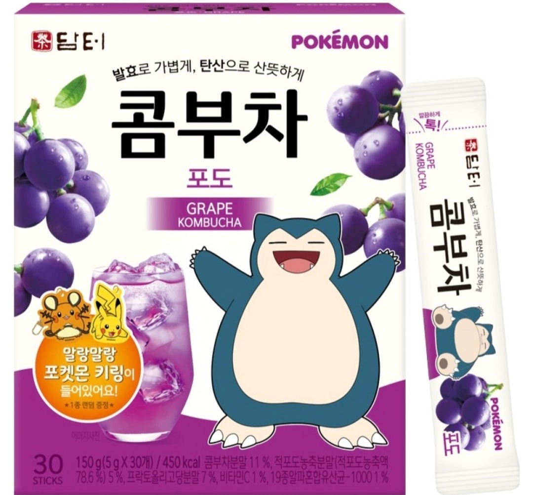(韓国食品) 5g*30個*4box / コンブチャ / ブドウ / ポケモン / 人気 / 韓国飲料 / プレゼント / ポケモンキーホルダー / キーホルダー