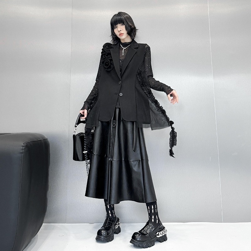 【J.Fashion】 2025秋 スーツベスト 花飾り 袖なし おしゃれ レディース ノースリーブ ベスト 関連商品購入可能 メガ割