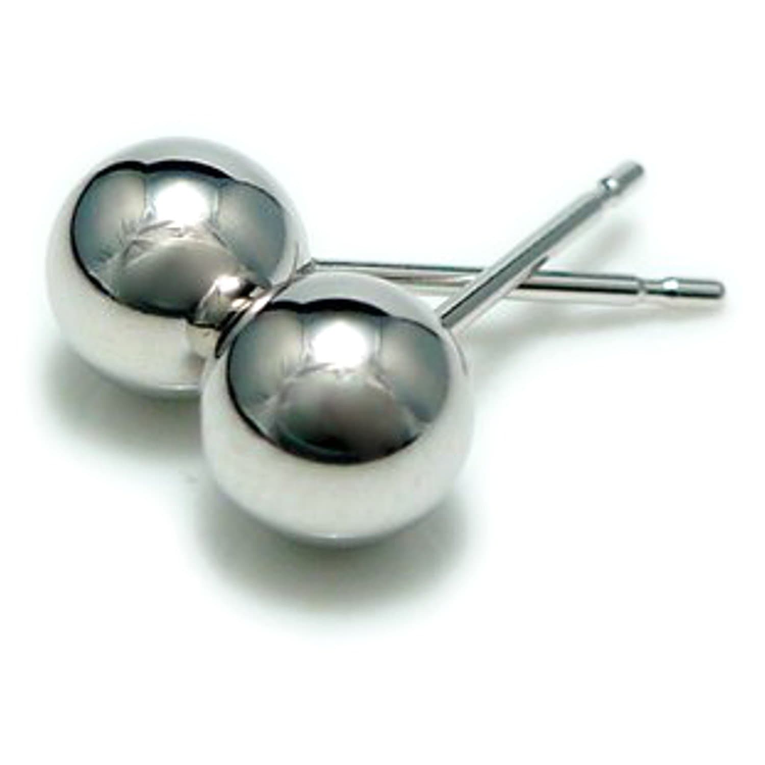 プラチナ 丸玉ピアス 両耳 ペア 5mm メンズ レディース Pt900 刻印 (プラチナ5mm)