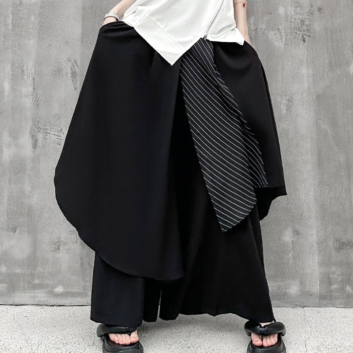 アシンメトリーレイヤードデザインAラインワイドレッグパンツ 個性的なデザイン ステージ衣装 演出衣装 イベント こせい 個性 特徴あり 新作 TV 主演 ステージ衣装 舞台 おしゃれ