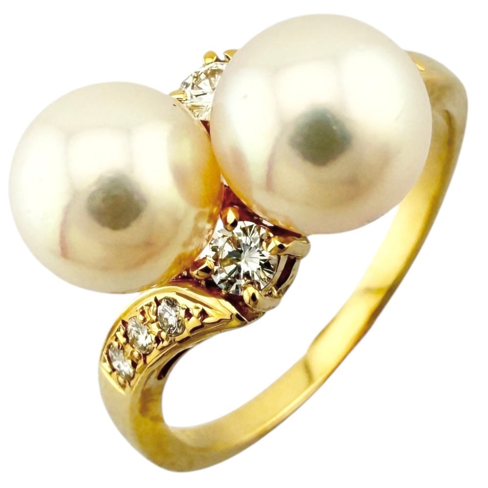 ミキモト リング 指輪 12.5号 18金 K18イエローゴールド アコヤパール MIKIMOTO 中古 美品