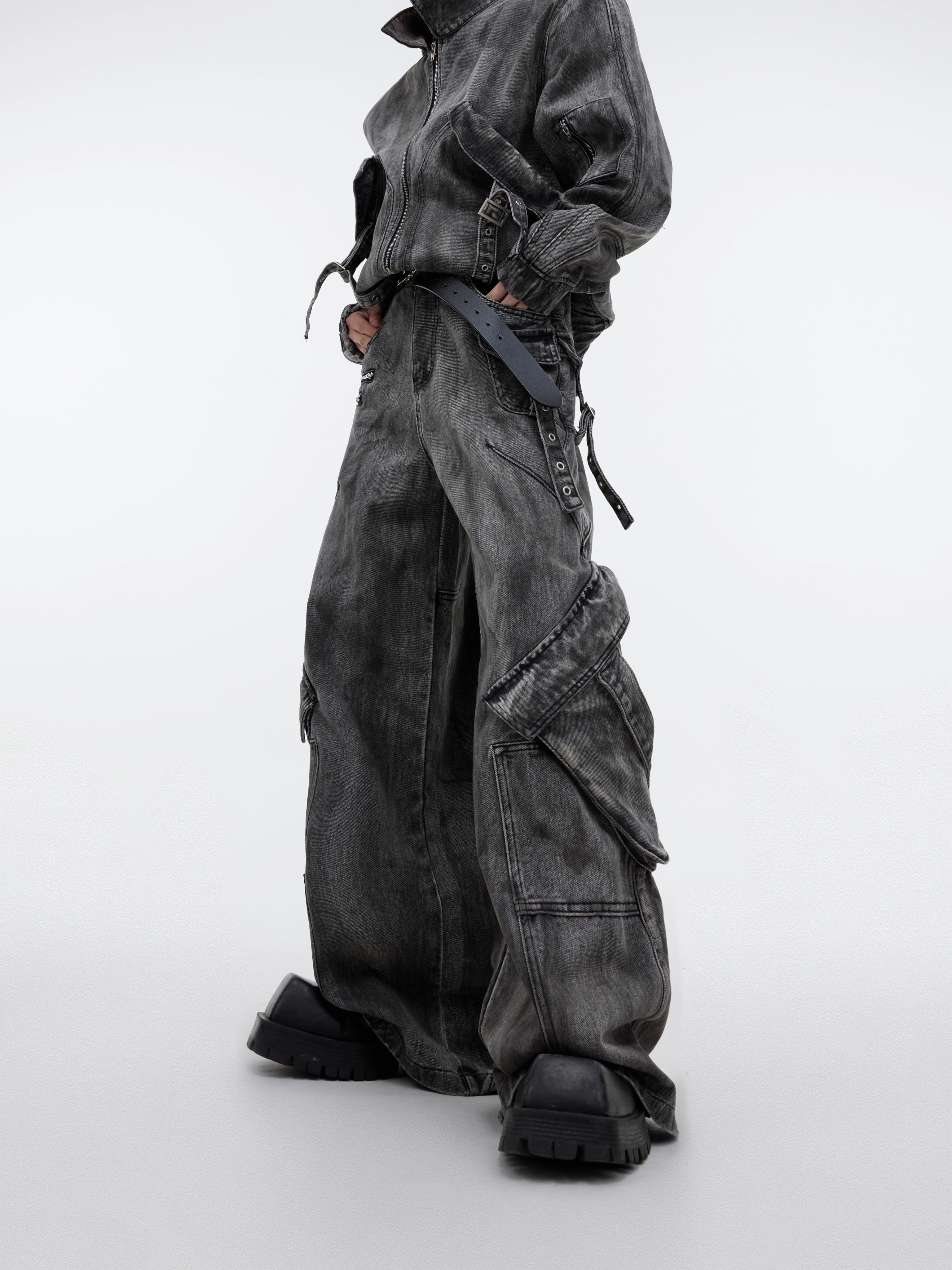 2024秋冬 デニムパンツ ボトムス ハイウエスト ジーンズ K-POP ファッション系韓国風スタイル ゆるダボウェア練習ジーンズ シルエット加工ゆったり レディースカジュアル型春夏メンズライク衣装