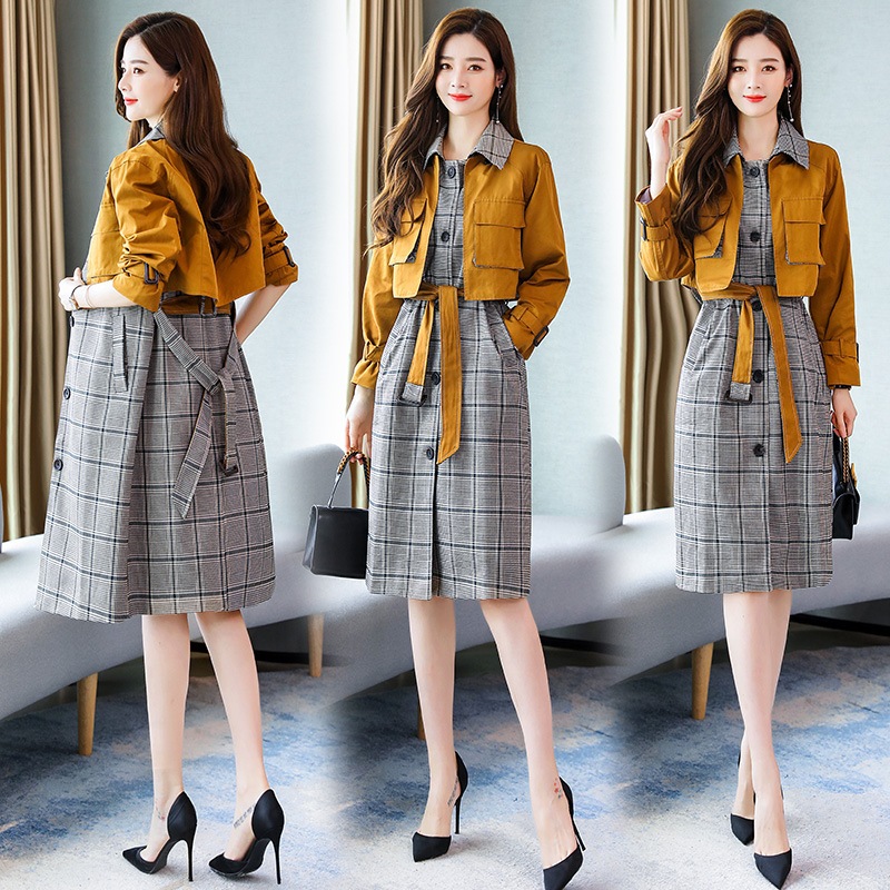 ワンピス2枚セットの女性春秋服の新型ファーショーツ気质軽熟风早秋タイツの洋风トップススカウト潮