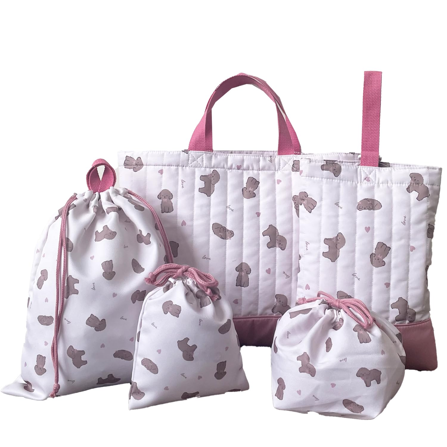 【ストリームマーケット】 レッスンバッグ 入園入学 5点セット 女の子 男の子 入園準備 入学準備 シューズバッグ 袋 入園セット 入学セット 入園入学準備 トイプードル ピンク GE0966-A