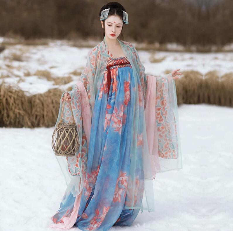 美品漢服　レディース漢服3点セットアップ　写真撮影唐装漢服ドレス　中華服舞台服装　ハロウィン仙女古典美人漢服　花柄大人華流ステージコスプレ衣装　中国古代コスプレ衣装　クリスマス　パーティーダンス衣装/ 5,299円