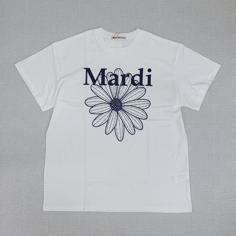 UNISEX TSHIRT FLOWERMARDI_IVORY NAVY韓国 人気 男女共用 半袖 Tシャツ