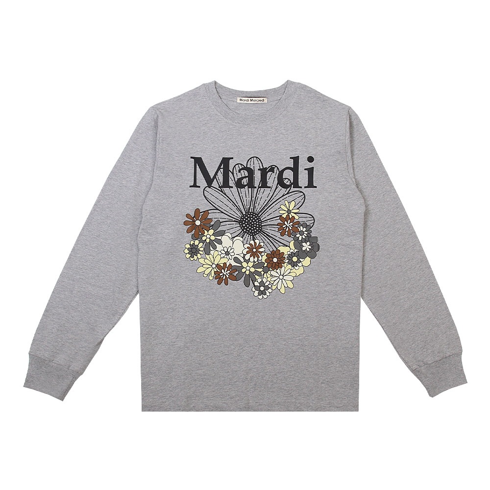 TSHIRT LONG SLEEVE FLOWERMARDI JARDIN GREY BLACK 長袖 レディース 韓国 ファッション アパレル